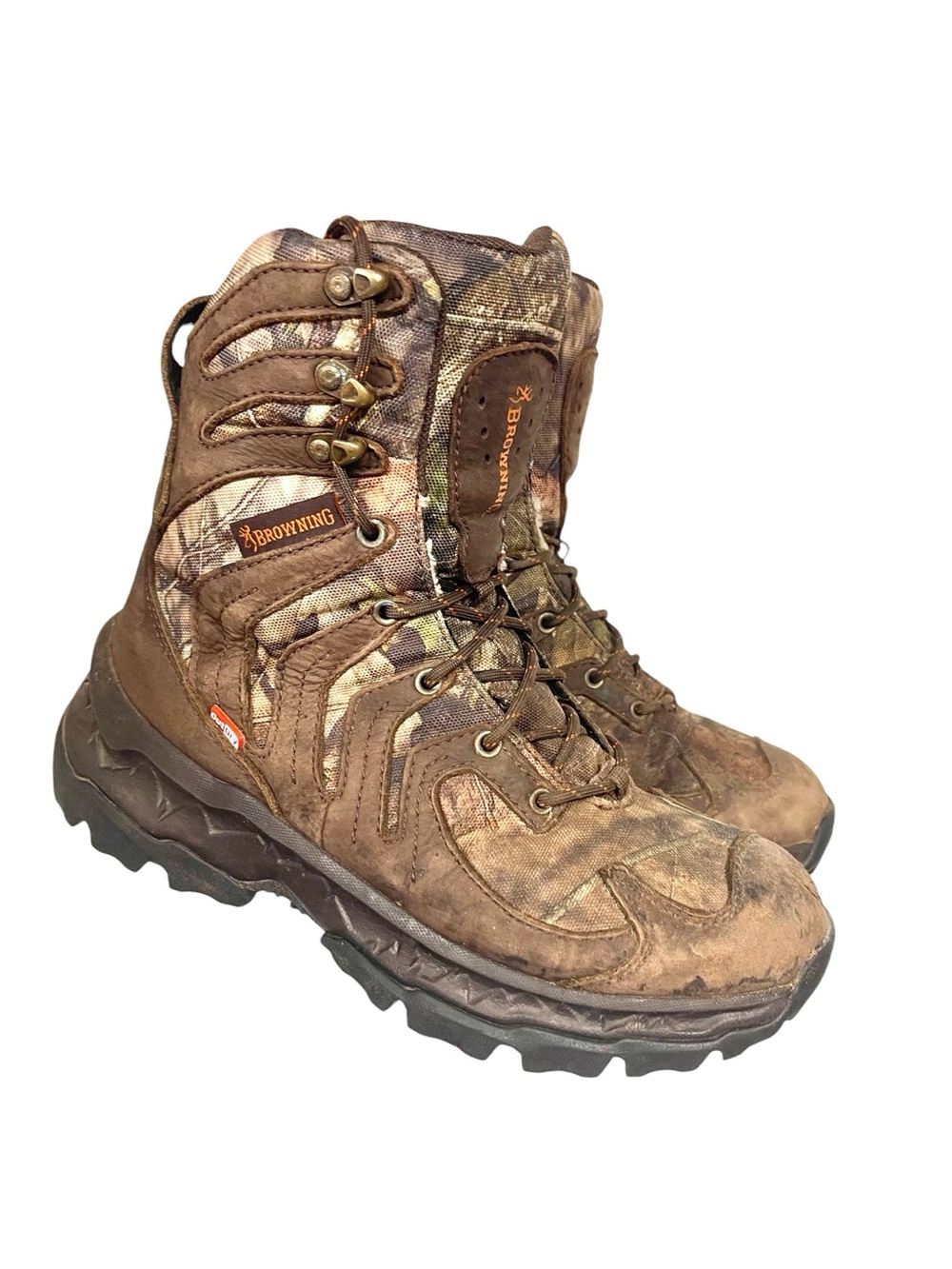 Browning Men’s Size 8 Camo Hunting Boots Waterproof Insulated Outdoor Hiking